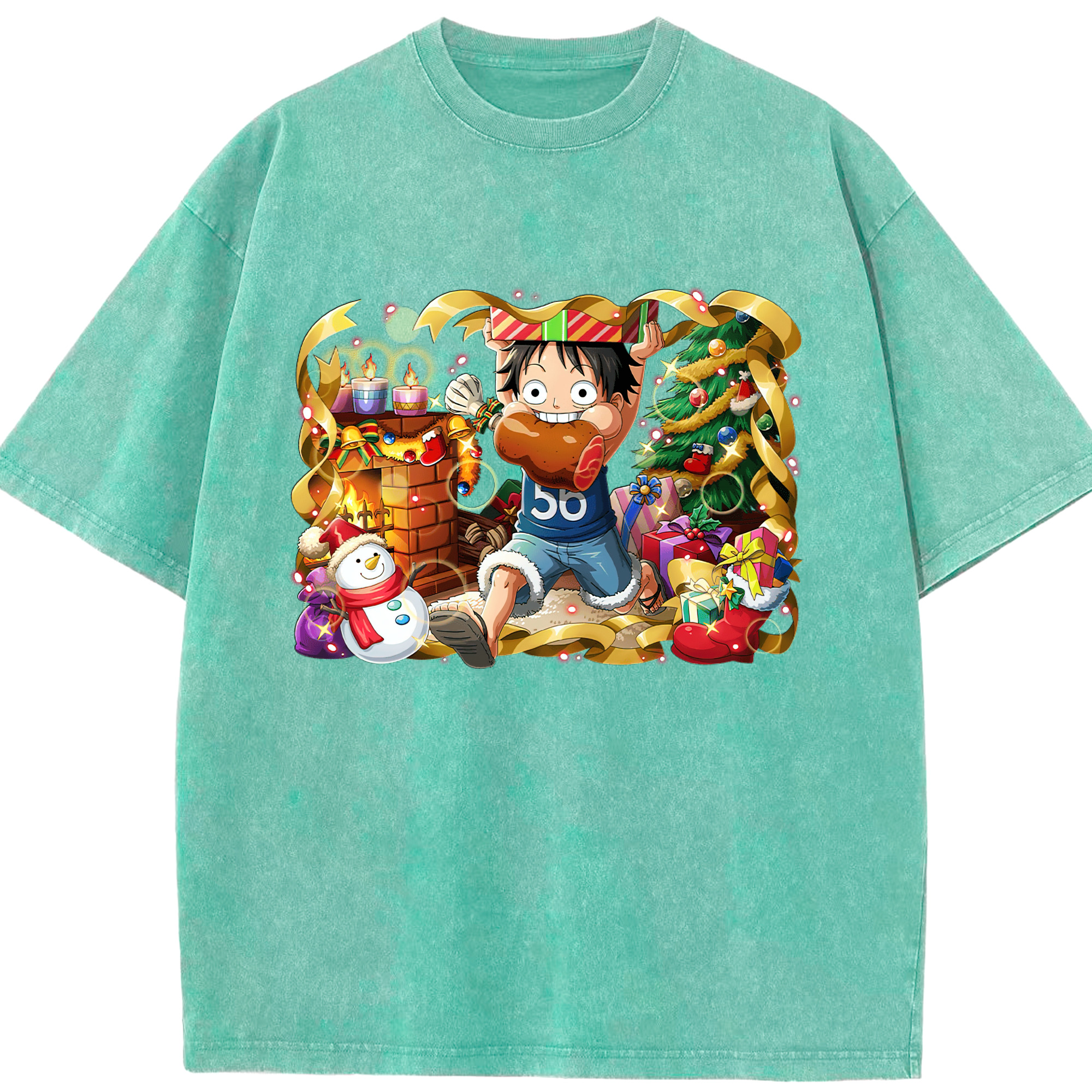 ワンピース モンキー・D・ルフィ ONE PIECE Monkey D. Luffy 綿100% ヴィンテージ風 半袖Tシャツ（フロントプリント）